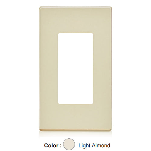 Leviton 80301-ST, 1-Gang Decora Plus Screwless Wallplates with Subplate, Snap-On Mount, Polycarbonate, Light Almond, 3 Packs