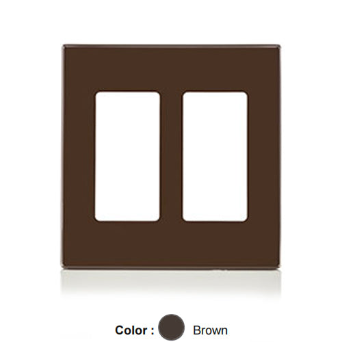 Leviton 80309-S0, 2-Gang Decora Plus Screwless Wallplates with Subplate, Snap-On Mount, Polycarbonate, Brown, 2 Packs