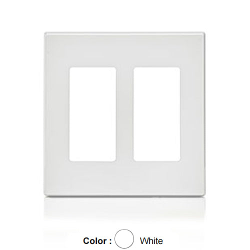 Leviton 80309-SW, 2-Gang Decora Plus Screwless Wallplates with Subplate, Snap-On Mount, Polycarbonate, White, 2 Packs
