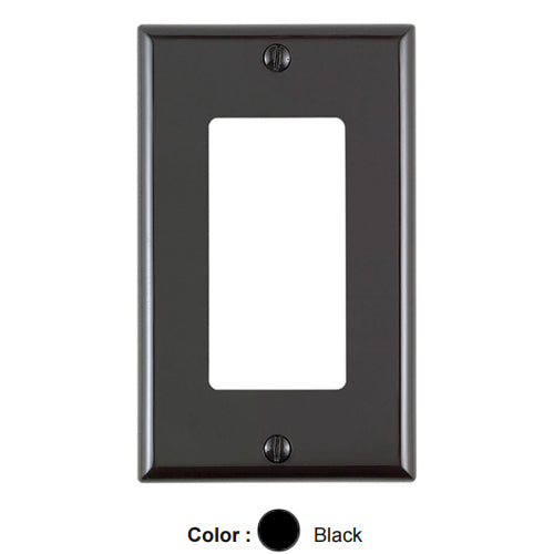 Leviton 80401-CNE, 1-Gang Decora Wallplate for 347 Volt Lighting Applications, Standard Size, Black