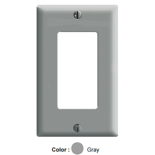 Leviton 80401-CNG, 1-Gang Decora Wallplate for 347 Volt Lighting Applications, Standard Size, Gray