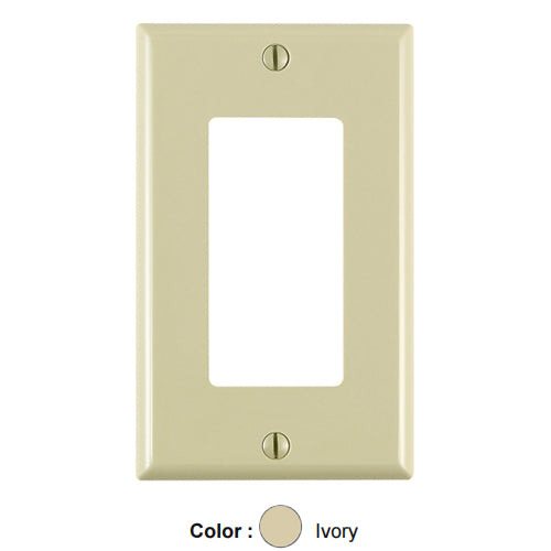 Leviton 80401-CNI, 1-Gang Decora Wallplate for 347 Volt Lighting Applications, Standard Size, Ivory
