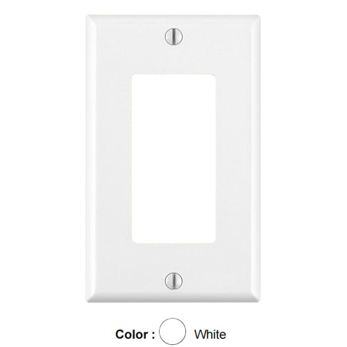 Leviton 80401-CNW, 1-Gang Decora Wallplate for 347 Volt Lighting Applications, Standard Size, White
