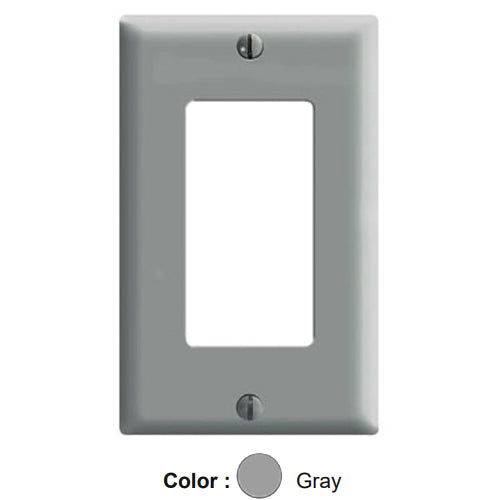 Leviton 80401-GY, 1-Gang Decora/GFCI Device Decora Wallplate, Standard Size, Thermoset, Device Mount, Gray, 10 Packs