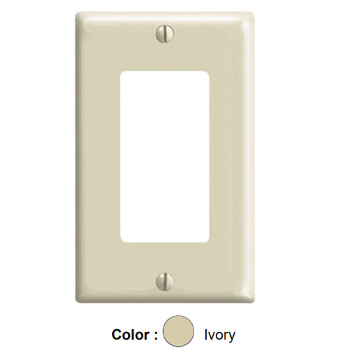 Leviton 80401-I, 1-Gang Decora/GFCI Device Decora Wallplate, Standard Size, Thermoset, Device Mount, Ivory, 10 Packs