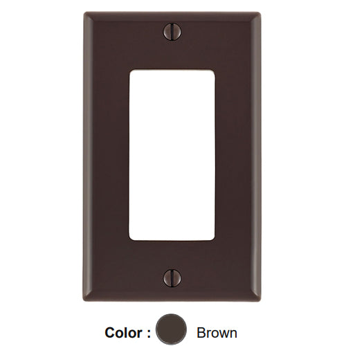 Leviton 80401-N, 1-Gang Decora/GFCI Device Decora Wallplate, Standard Size, Thermoplastic Nylon, Device Mount, Brown, 10 Packs
