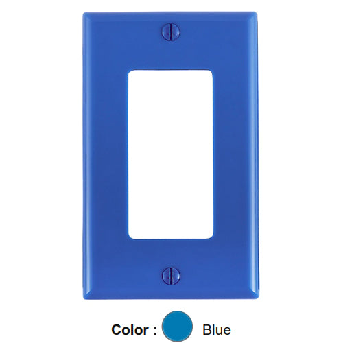 Leviton 80401-NB, 1-Gang Decora/GFCI Device Decora Wallplate, Standard Size, Thermoplastic Nylon, Device Mount, Blue, 10 Packs