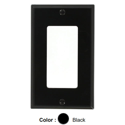 Leviton 80401-NE, 1-Gang Decora/GFCI Device Decora Wallplate, Standard Size, Thermoplastic Nylon, Device Mount, Black, 10 Packs