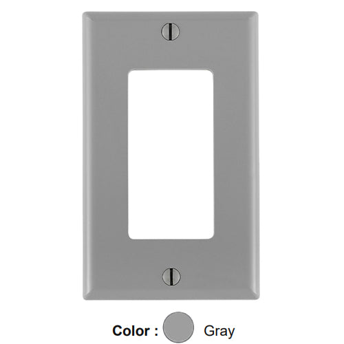 Leviton 80401-NGY, 1-Gang Decora/GFCI Device Decora Wallplate, Standard Size, Thermoplastic Nylon, Device Mount, Gray, 10 Packs