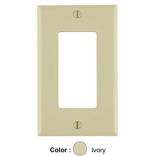 Leviton 80401-NI, 1-Gang Decora/GFCI Device Decora Wallplate, Standard Size, Thermoplastic Nylon, Device Mount, Ivory, 10 Packs