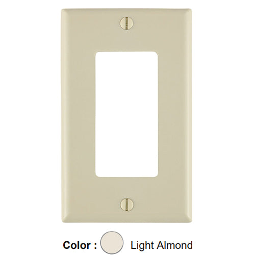 Leviton 80401-NT, 1-Gang Decora/GFCI Device Decora Wallplate, Standard Size, Thermoplastic Nylon, Device Mount, Light Almond, 10 Packs