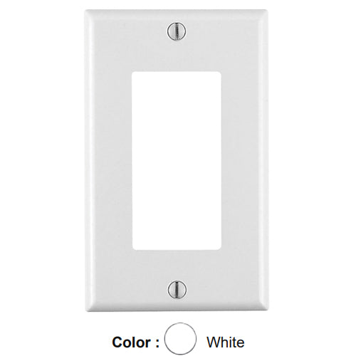 Leviton 80401-W, 1-Gang Decora/GFCI Device Decora Wallplate, Standard Size, Thermoset, Device Mount, White, 10 Packs