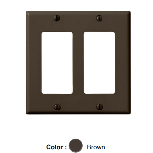 Leviton 80409, 2-Gang Decora/GFCI Device Decora Wallplate, Standard Size, Thermoset, Device Mount, Brown, 10 Packs
