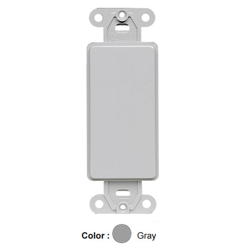 Leviton 80414-GY, Quickport Multimedia Blank Insert for Use with Decora Wallplates, Screws Included, Gray
