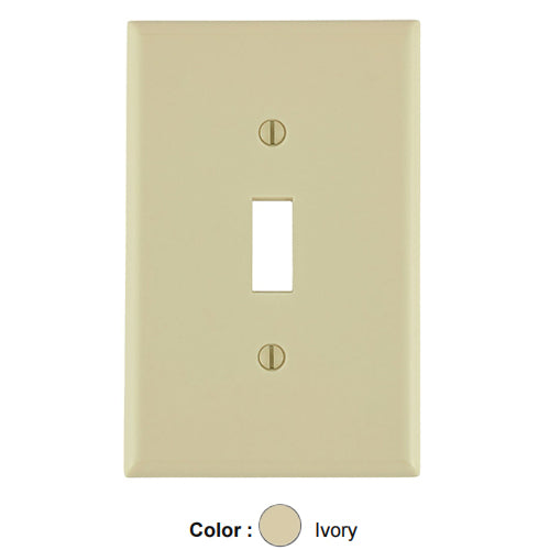 Leviton 80501-I, 1-Gang Toggle Device Switch Wallplate, Midway Size, Thermoset, Device Mount, Ivory, 4 Packs