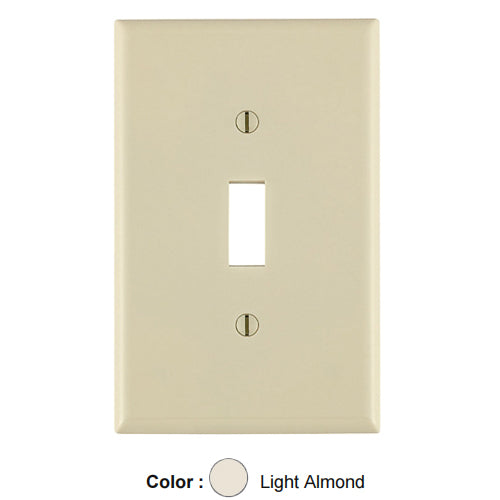 Leviton 80501-T, 1-Gang Toggle Device Switch Wallplate, Midway Size, Thermoset, Device Mount, Light Almond, 4 Packs