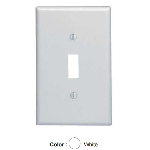 Leviton 80501-W, 1-Gang Toggle Device Switch Wallplate, Midway Size, Thermoset, Device Mount, White, 4 Packs