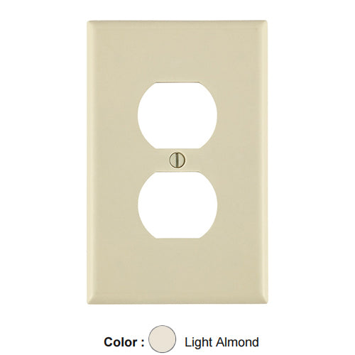 Leviton 80503-T, 1-Gang Duplex Device Receptacle Wallplate, Midway Size, Thermoset, Device Mount, Light Almond, 3 Packs