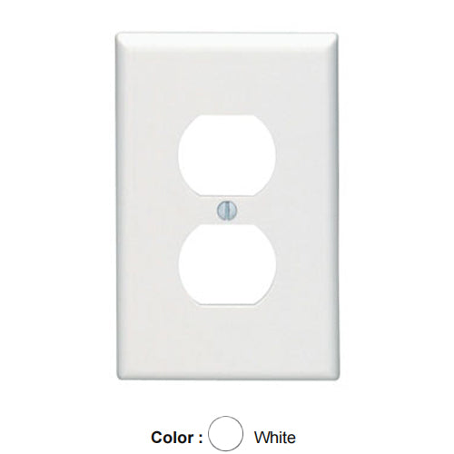 Leviton 80503-W, 1-Gang Duplex Device Receptacle Wallplate, Midway Size, Thermoset, Device Mount, White, 3 Packs