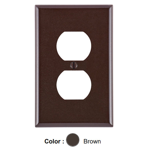 Leviton 80503, 1-Gang Duplex Device Receptacle Wallplate, Midway Size, Thermoset, Device Mount, Brown, 5 Packs