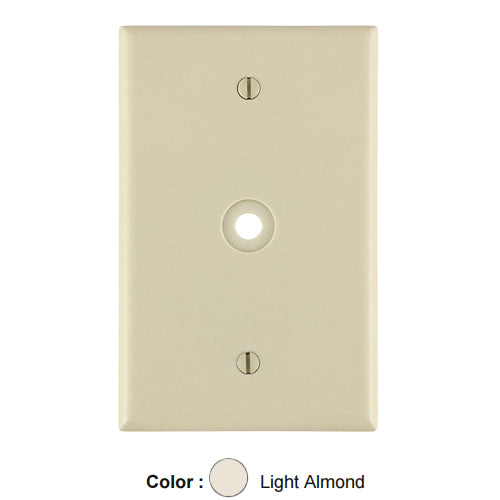 Leviton 80513-T, 1-Gang 0.312 Inch Hole Device Telephone/Cable Wallplate, Midway Size, Thermoset, Box Mount, Light Almond, 4 Packs