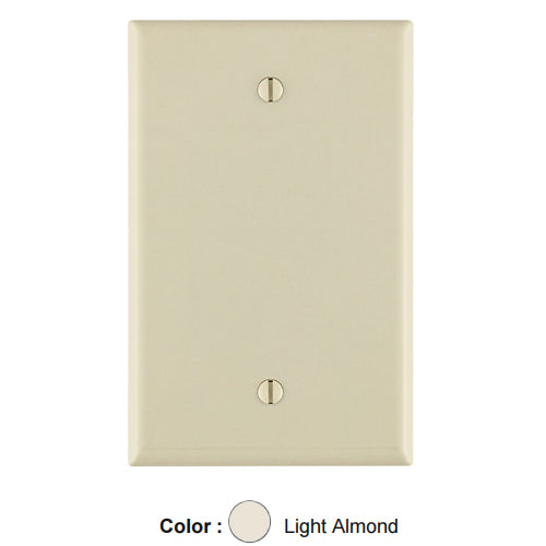 Leviton 80514-T, 1-Gang No Device Blank Wallplate, Midway Size, Thermoset, Box Mount, Light Almond, 2 Packs