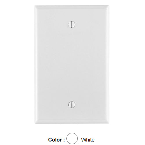 Leviton 80514-W, 1-Gang No Device Blank Wallplate, Midway Size, Thermoset, Box Mount, White, 2 Packs