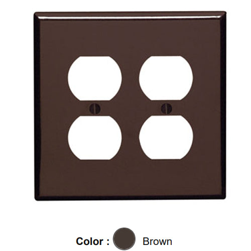 Leviton 80516, 2-Gang Duplex Device Receptacle Wallplate, Midway Size, Thermoset, Device Mount, Brown, 2 Packs