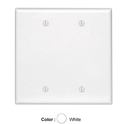 Leviton 80525-W, 2-Gang No Device Blank Wallplate, Midway Size, Thermoset, Box Mount, White