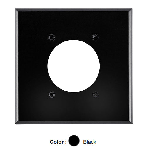 Leviton 80526-BLK, 2-Gang Flush Mount 2.15 Inch Diameter Receptacle Wallplate, Standard Size, Thermoset, Device Mount, Black