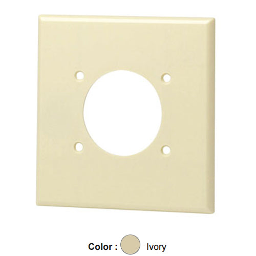 Leviton 80526-I, 2-Gang Flush Mount 2.15 Inch Diameter Receptacle Wallplate, Standard Size, Thermoset, Device Mount, Ivory