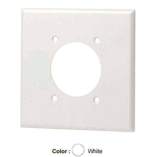 Leviton 80526-W, 2-Gang Flush Mount 2.15 Inch Diameter Receptacle Wallplate, Standard Size, Thermoset, Device Mount, White