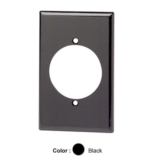 Leviton 80528-BLK, 1-Gang Flush Mount 2.15 Inch Hole Receptacle Wallplate, Midway Size, Thermoset, Device Mount, Black