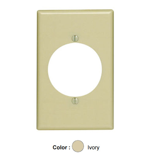 Leviton 80528-I, 1-Gang Flush Mount 2.15 Inch Hole Receptacle Wallplate, Midway Size, Thermoset, Device Mount, Ivory