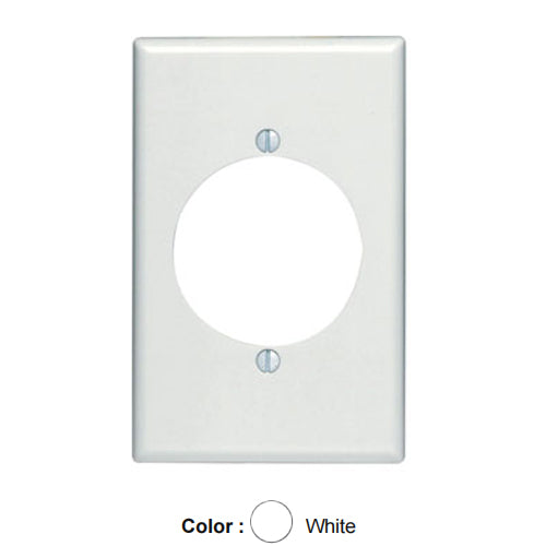 Leviton 80528-W, 1-Gang Flush Mount 2.15 Inch Hole Receptacle Wallplate, Midway Size, Thermoset, Device Mount, White