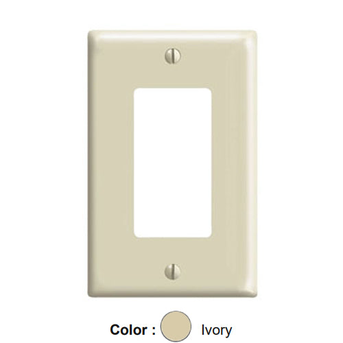 Leviton 80601-I, 1-Gang Decora/GFCI Device Decora Wallplate, Midway Size, Thermoset, Device Mount, Ivory, 3 Packs