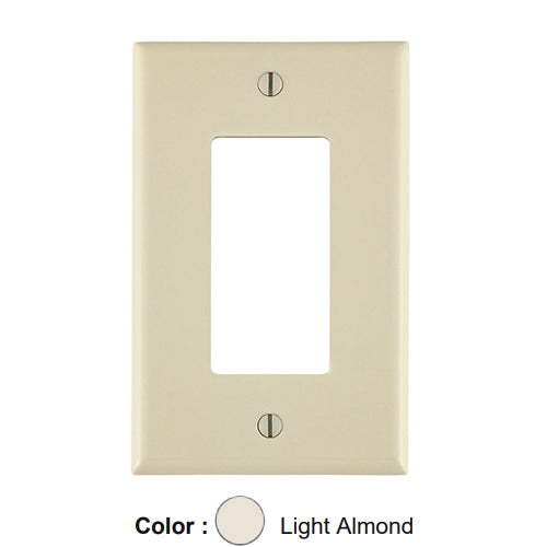 Leviton 80601-T, 1-Gang Decora/GFCI Device Decora Wallplate, Midway Size, Thermoset, Device Mount, Light Almond, 3 Packs