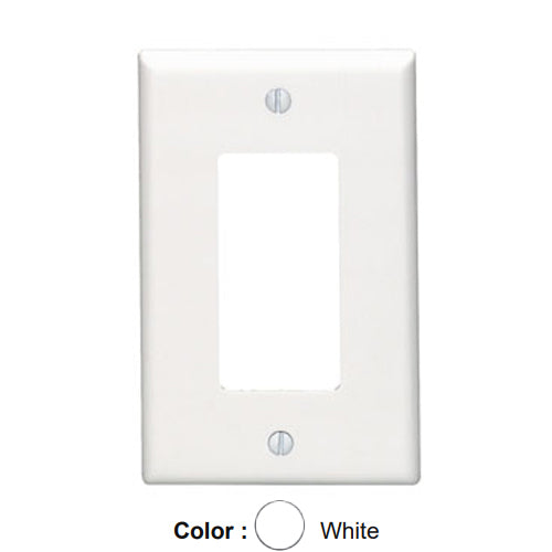 Leviton 80601-W, 1-Gang Decora/GFCI Device Decora Wallplate, Midway Size, Thermoset, Device Mount, White, 3 Packs