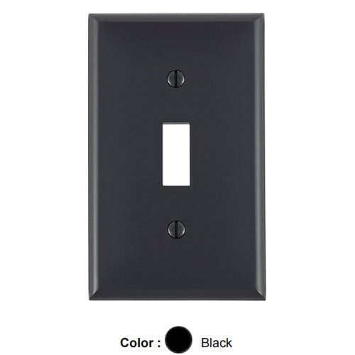 Leviton 80701-E, 1-Gang Toggle Device Switch Wallplate, Standard Size, Thermoplastic Nylon, Device Mount, Black, 4 Packs