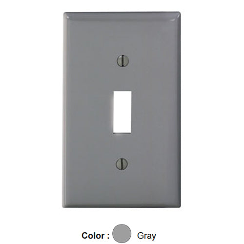 Leviton 80701-GY, 1-Gang Toggle Device Switch Wallplate, Standard Size, Thermoplastic Nylon, Device Mount, Gray, 4 Packs