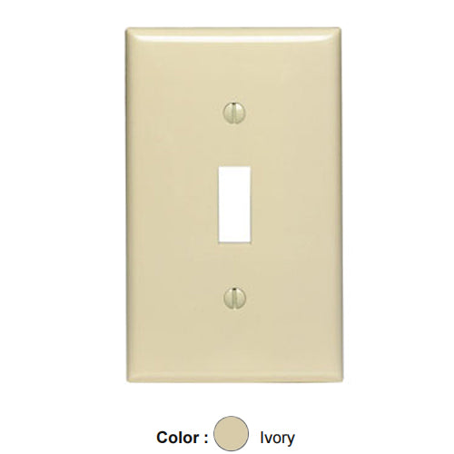Leviton 80701-I, 1-Gang Toggle Device Switch Wallplate, Standard Size, Thermoplastic Nylon, Device Mount, Ivory, 4 Packs