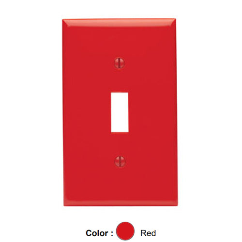 Leviton 80701-R, 1-Gang Toggle Device Switch Wallplate, Standard Size, Thermoplastic Nylon, Device Mount, Red, 4 Packs