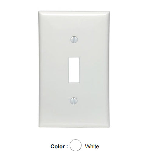 Leviton 80701-W, 1-Gang Toggle Device Switch Wallplate, Standard Size, Thermoplastic Nylon, Device Mount, White, 4 Packs