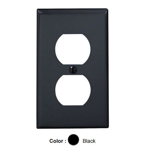 Leviton 80703-E, 1-Gang Duplex Device Receptacle Wallplate, Standard Size, Thermoplastic Nylon, Device Mount, Black, 4 Packs