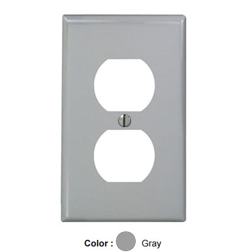 Leviton 80703-GY, 1-Gang Duplex Device Receptacle Wallplate, Standard Size, Thermoplastic Nylon, Device Mount, Gray, 4 Packs
