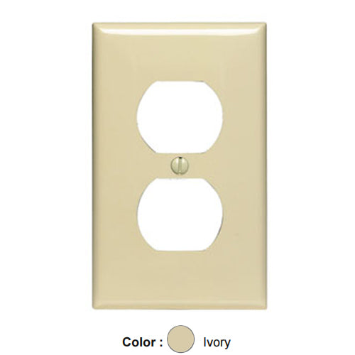 Leviton 80703-I, 1-Gang Duplex Device Receptacle Wallplate, Standard Size, Thermoplastic Nylon, Device Mount, Ivory, 4 Packs
