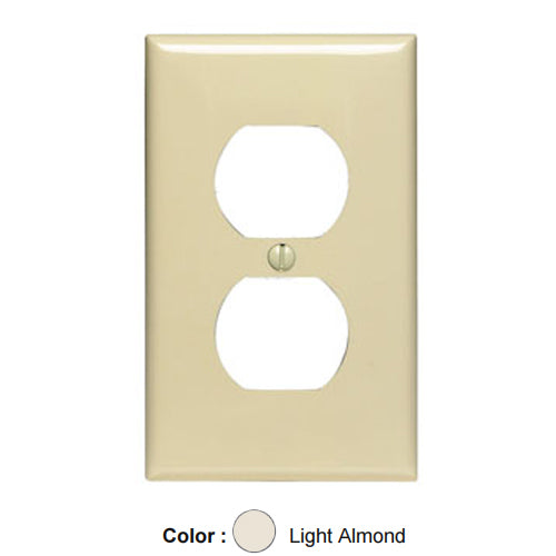 Leviton 80703-NT, 1-Gang Duplex Device Receptacle Wallplate, Standard Size, Thermoplastic Nylon, Device Mount, Light Almond, 4 Packs
