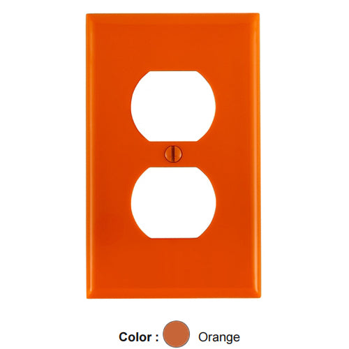 Leviton 80703-ORG, 1-Gang Duplex Device Receptacle Wallplate, Standard Size, Thermoplastic Nylon, Device Mount, Orange, 4 Packs