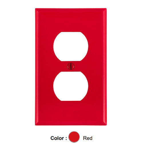 Leviton 80703-R, 1-Gang Duplex Device Receptacle Wallplate, Standard Size, Thermoplastic Nylon, Device Mount, Red, 4 Packs