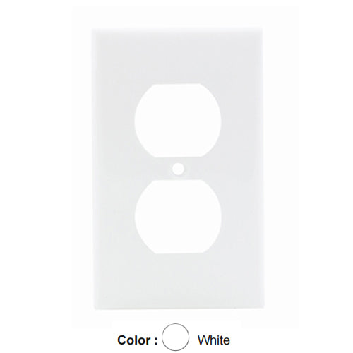 Leviton 80703-W, 1-Gang Duplex Device Receptacle Wallplate, Standard Size, Thermoplastic Nylon, Device Mount, White, 10 Packs